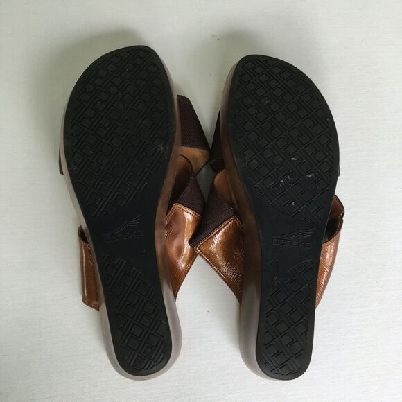 Dansko Sandals Size 41 10.5-11 US Ava Wedge Slide Elastic Cross-Strap Brown/Tan - Picture 11 of 11